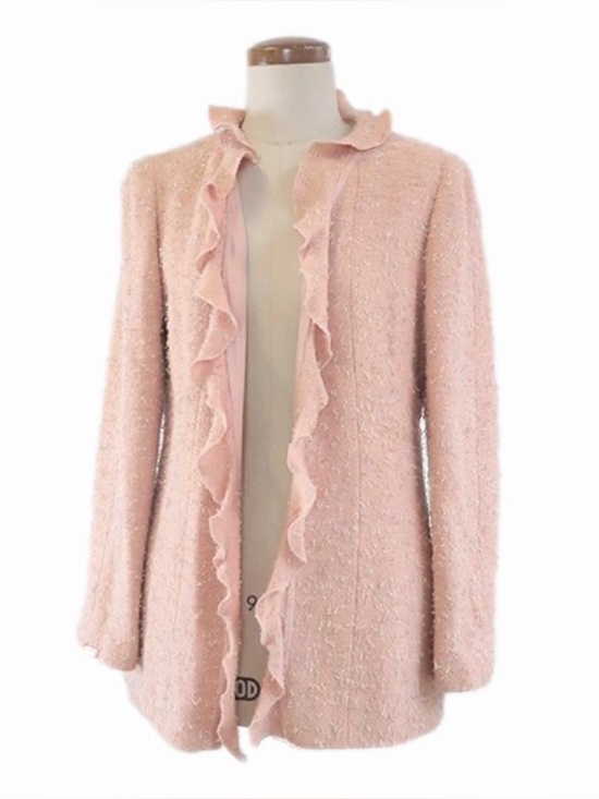 CHANEL Jackets & Blazers - Chanel Vintage 1999 Pink Rosa Tweed Giacca Gonna Ruffle Jacket